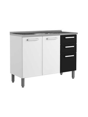 BERTOLINI KITCHEN BASE + SINK - 1.2M BLACK & WHITE FINISH - 7025651