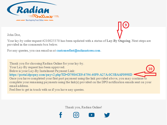 Radian Online Lay-by Guide - Step 9-10 approved status