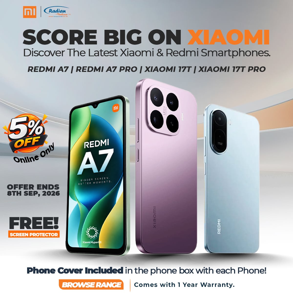 XIAOMI LAUNCH SALE. Save 5% OFF on all Xiaomi products till 8 September